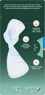 Always Pure Cotton Feminine Pads for Women, FlexFoam Pads with Wings, Size 4, Overnight Absorbency, Unscented, 60 Count (3 Packs of 20) - Image 6